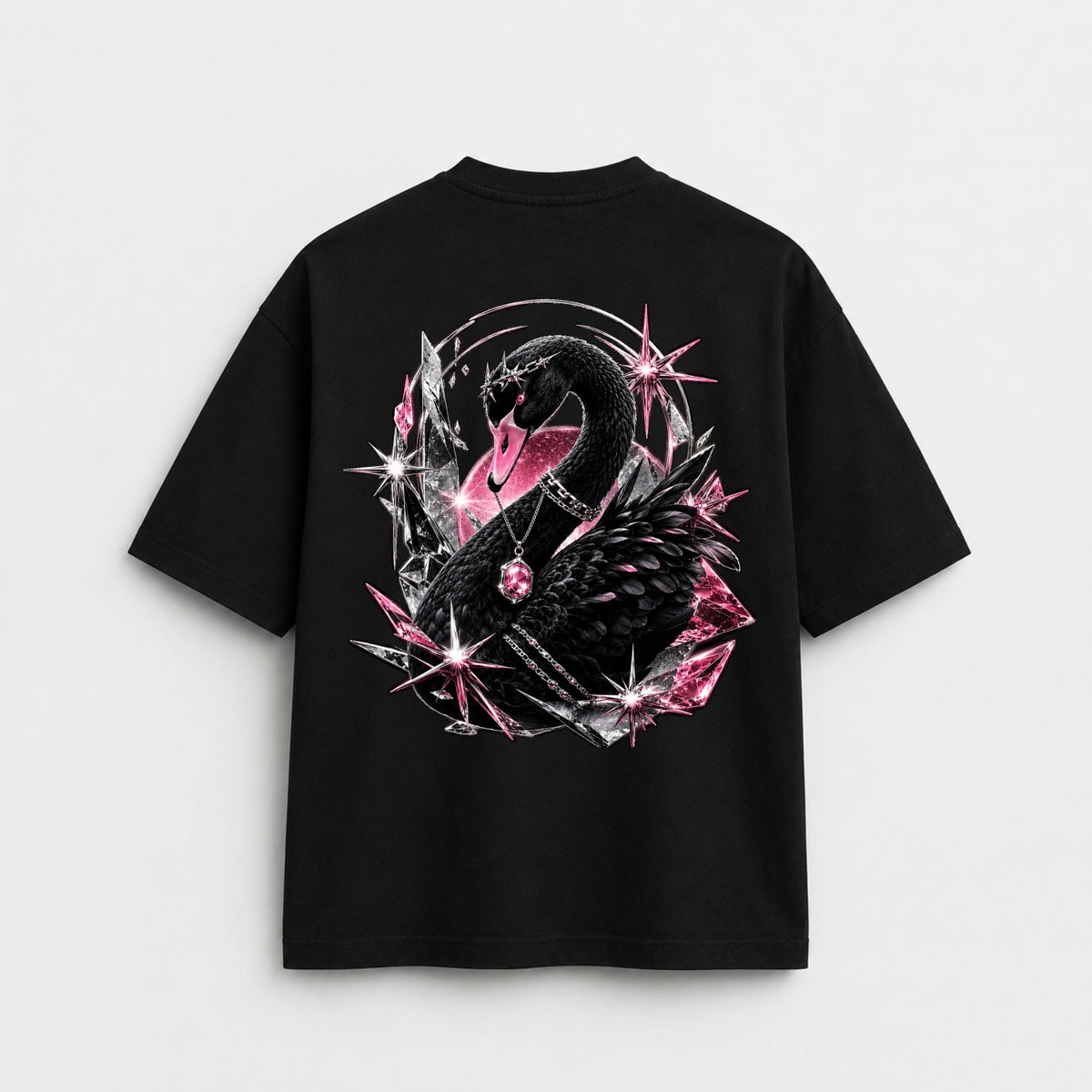 Noctilupus Crystal Swan T Shirt in Black