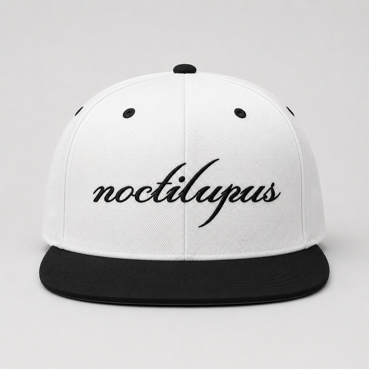 Noctilupus Snapback Cap in White and Black
