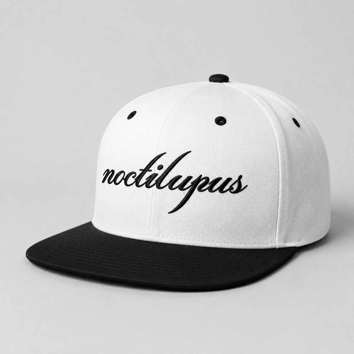 Noctilupus Snapback Cap in White and Black