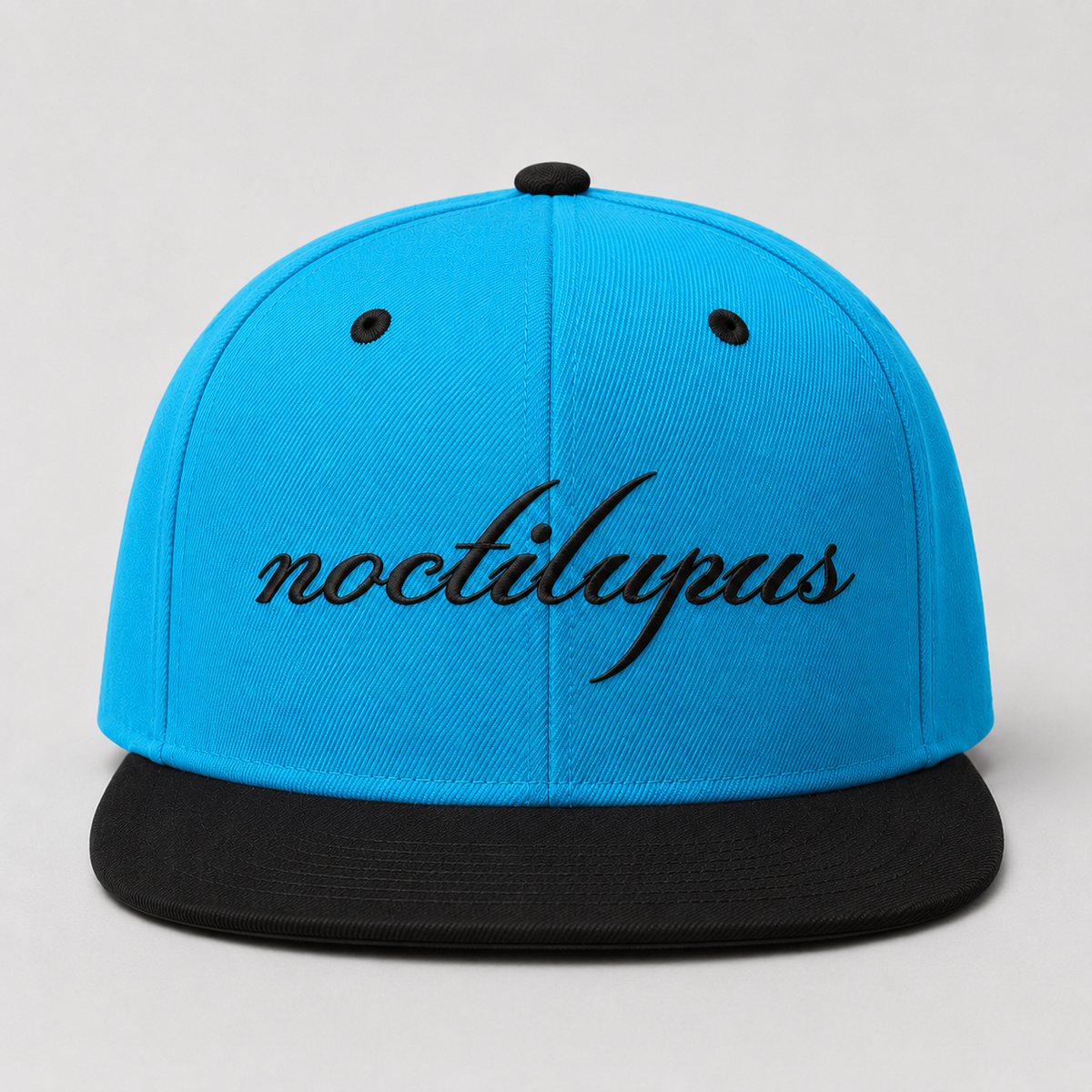 Noctilupus Snapback Cap in Aqua Blue and Black